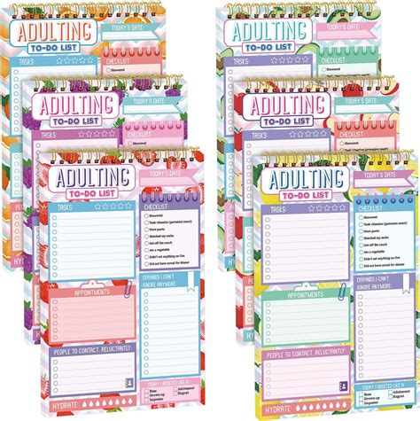 Amazon Glenmal 6 Pack To Do List Notepad Adulting To Do List