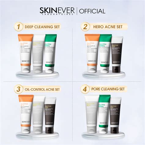 Skinever 3pcs Packet Skincare With Scrub Facial Cleanser Pores Cleaning