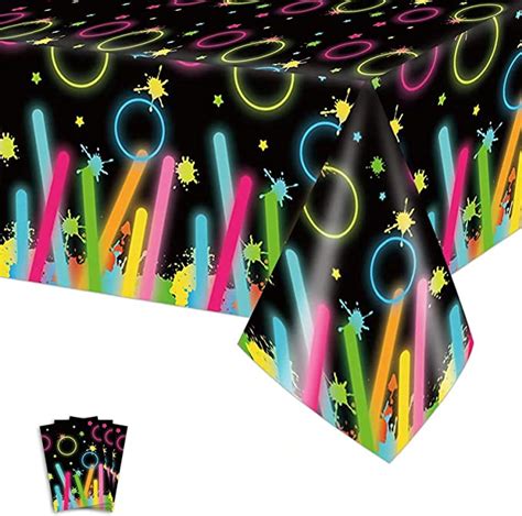 Amazon Hhmjzw Pieces Glow Party Tablecovers Plastic Tableclothes