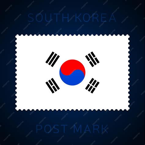 Premium Vector South Korea Postage Mark National Flag Postage Stamp Isolated On White