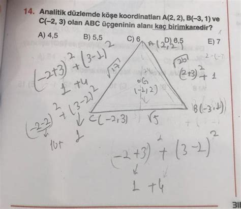 14 Analitik Düzlemde Köşe Koordinatları A 2 2 B 3 1 Ve C 2 3