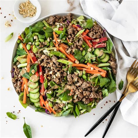 Thai Salad With Ginger Ground Beef And Peanut Dressing Lively Table