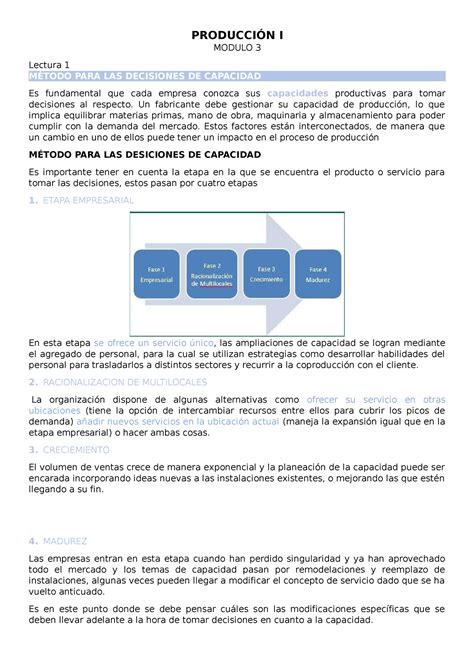 Resumen M Y M Producci N I Producci N I Modulo Lectura M Todo