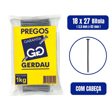 Prego Com Cabeça 18 X 27 1kg Gerdau