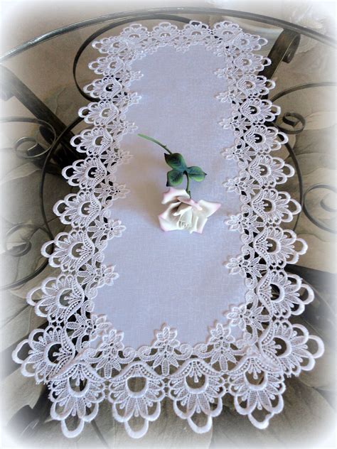 Lace Dresser Scarf Table Runner White Flower European Doily Lace