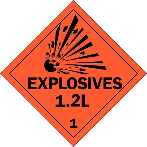 BRADY, Explosives 1.2 L 1, 10 3/4 in x 10 3/4 in, DOT Container Placard