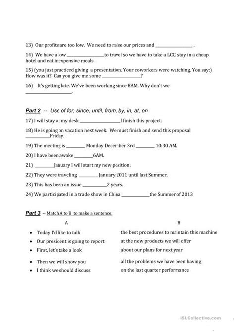 Business English Conversation Worksheets