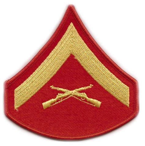 Lance Corporal E 3 Gold On Red Embroidered Chevrons Marine Corps