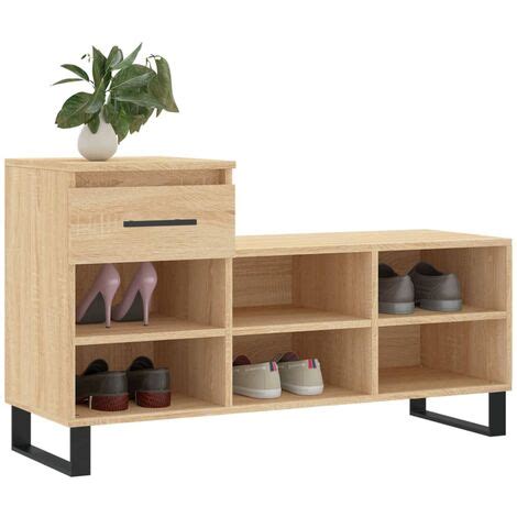 Shoe Cabinet Sonoma Oak X X Cm Engineered Wood Vidaxl