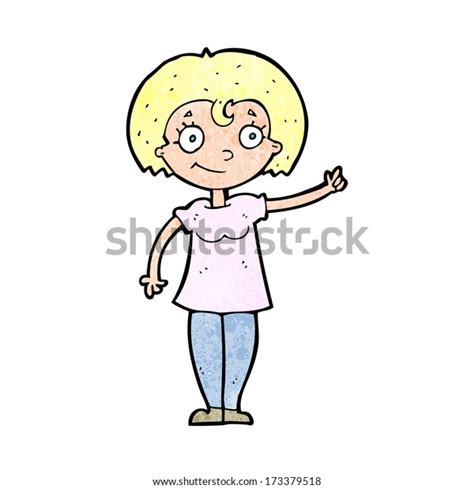 Cartoon Happy Woman Pointing Stock Vector Royalty Free 173379518