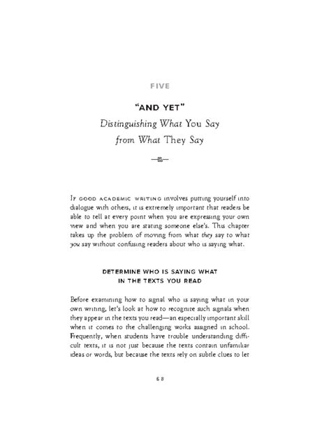 They Say - I Say: Ch 5 AND YET - Distinguishing Your Voice from Others