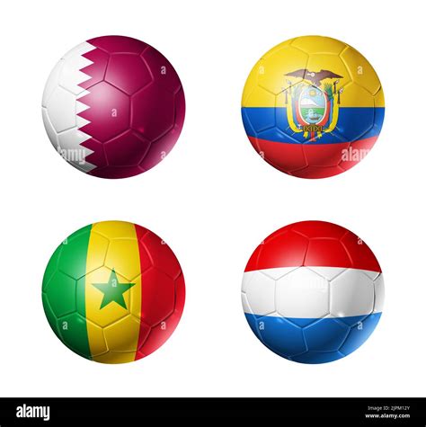 Soccer Balls With Group A Teams Flags Football Competition Qatar 2022