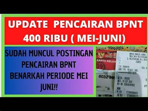 UPDATE MALAM PENCAIRAN BPNT 400 RIBU BENARKAH PERIODE MEI JUNI SUDAH