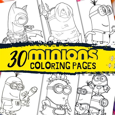 30 Minions Coloring Pages Printable Coloring Download Now Etsy