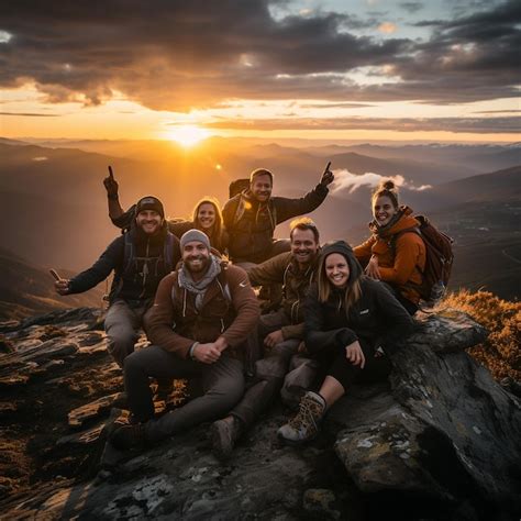 Um Grupo De Pessoas Posa Para Uma Foto O Sol Atr S Delas Foto