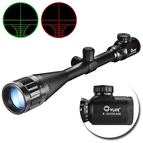 CVLIFE Optics Hunting Rifle Scope 6 24x50 AOE Red Green Illuminated