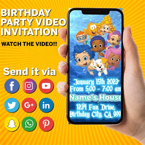 Bubble Guppies Invitation, Bubble Guppies Video Invitation, - Inspire ...