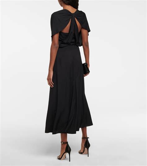 Fluid Twill Midi Dress In Black Prada Mytheresa