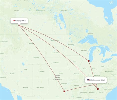 All Flight Routes From Calgary To Chattanooga Yyc To Cha Flight Routes