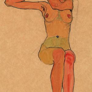 Seated Nude 1917 Painting By Egon Schiele Fine Art America