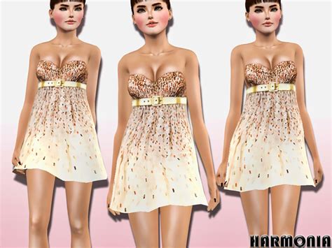 The Sims Resource Metallic Gold Accents Babydoll Dress