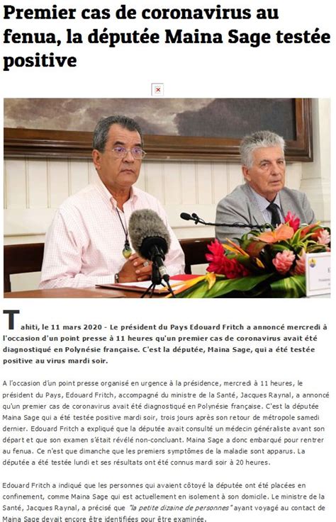 Presse Premier Cas De Covid Tahiti Centre Hospitalier De