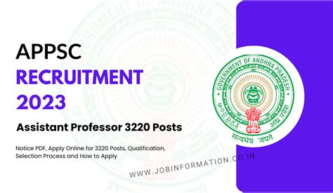 APPSC Assistant Professor Recruitment 2023 Notice PDF Apply Online For