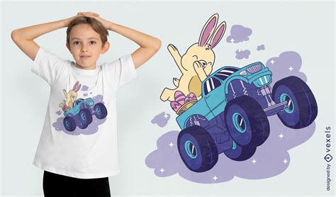 Baixar Vetor De Design De Camiseta De Caminh O Monstro Coelhinho Da P Scoa