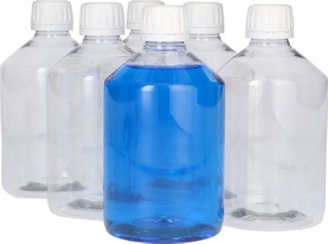 6x Pharma PET Fles Met Garantiedop Plastic Flesjes Navulbaar Voor