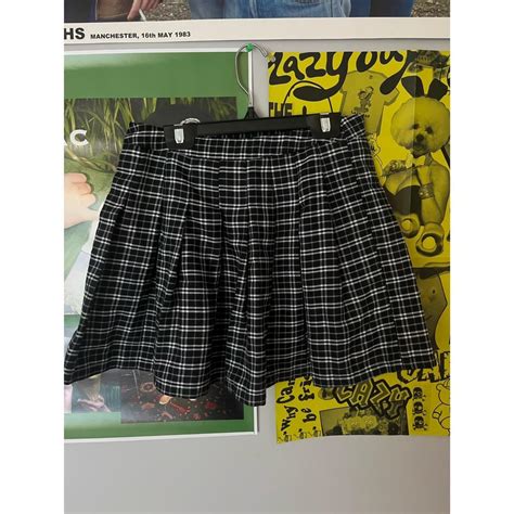 Forever 21 Navy Blue Plaid Skirt Size Medium Depop