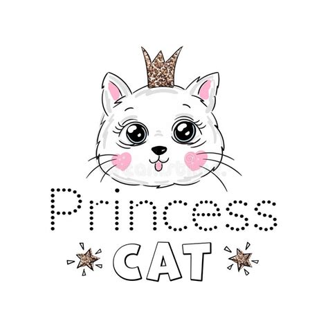 Cute Princess Cat With A Glitter Crown And Inscription Lettering My