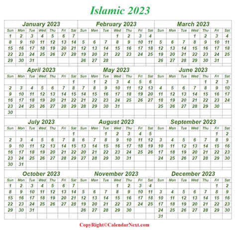 Islamic Holidays 2023 Calendar | Calendar Next