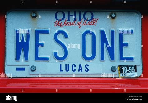 Vanity License Plate Ohio Stock Photo Alamy