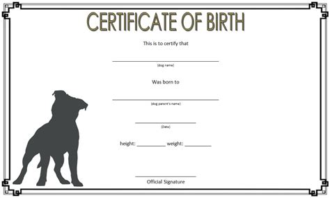 Fill In Blank Printable Puppy Birth Certificate Pdf - Printable Templates