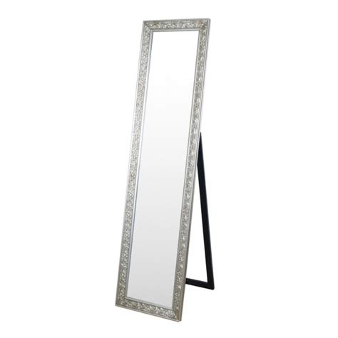 Grand Miroir Psych Sur Pied Moulures En R Sine Argent H Cm