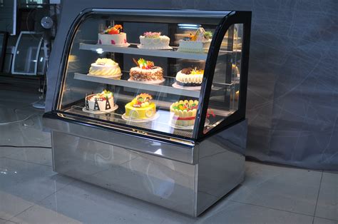 Bakery Display Counter Standing Cake Display Chiller Glass Cake