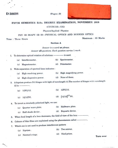 5th Sem Degree Physics Previous Year Question Paper Bsc Physics