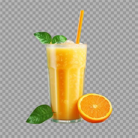 Orange Juice Isolated On Transparent Background Png Premium AI