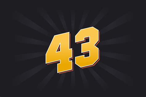 Number 43 vector font alphabet. Yellow 43 number with black background ...