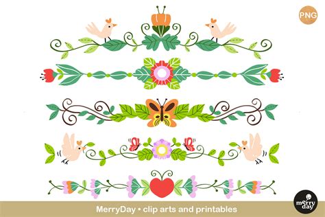 Flower Dividers Clip Art Design Grafika przez MerryDay · Creative Fabrica