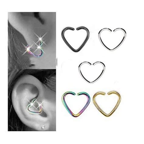 New Heart Shape Earring Nose Ring Tragus Piercing 1 2mm Labret Anodized