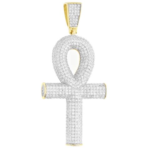 Premium Bling 925 Sterling Silber Anch Kreuz Anhänger gold Anhänger