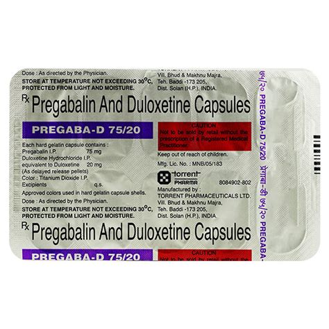 PREGABA D 75 20 Capsule 10 S Price Uses Side Effects Netmeds