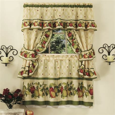 Powersellerusa Apple Kitchen Curtain Set Ruffled Window Cafe Curtains