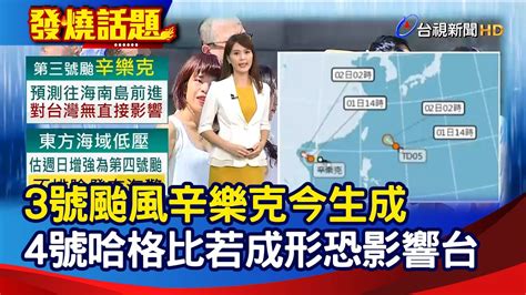 3號颱風辛樂克今生成 4號哈格比若成形恐影響台【發燒話題】 20200801 Youtube