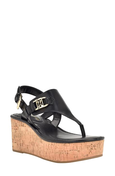 Tommy Hilfiger Vani Platform Wedge Sandal In Black Lyst