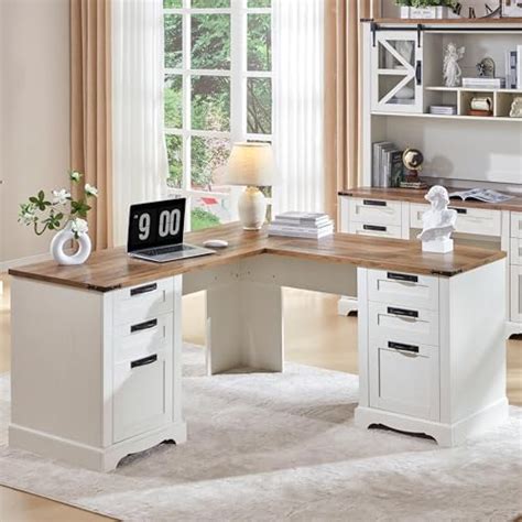 Redlemon 60 Farmhouse Executive Desk With Drawers Wood