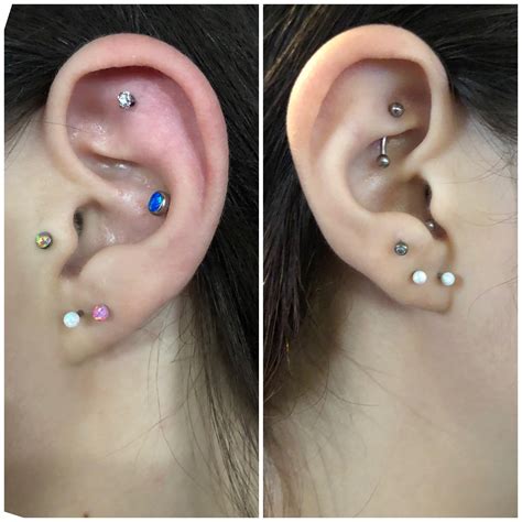 My current ear set up! I just got my flat pierced on my left ear last