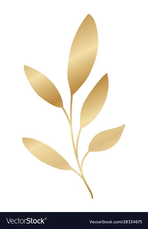 Isolated gold leaf plant design Royalty Free Vector Image