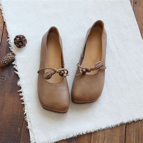 Women Retro Minimalist Leather Soft Flats